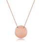 Sterling Silver Polished Engravable Disc Necklace - Rose Gold Plated