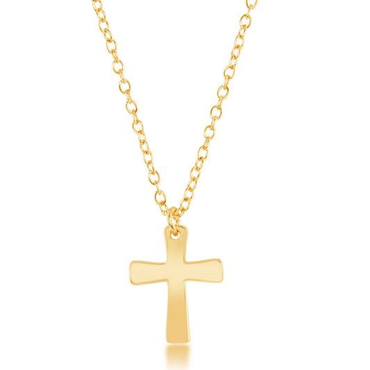Sterling Silver Cross Necklace - Gold Plated