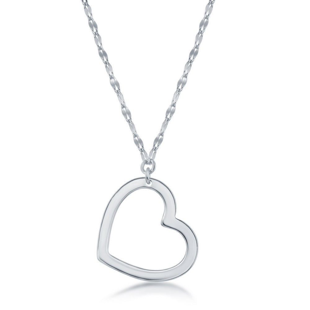 Sterling Silver Open Heart Necklace