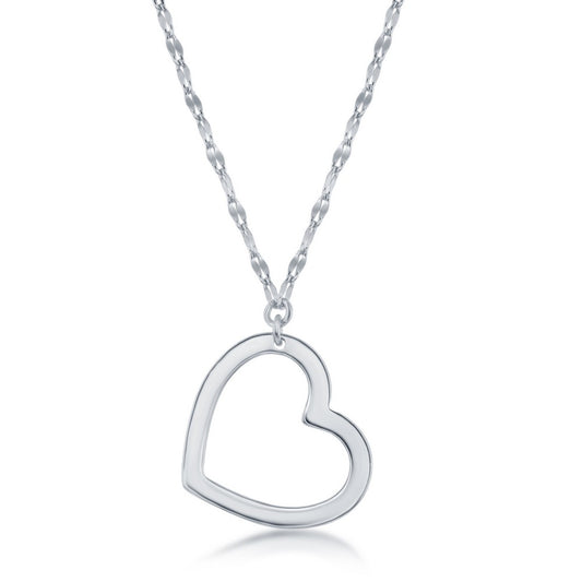 Sterling Silver Open Heart Necklace
