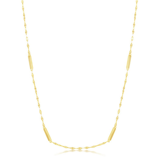 Sterling Silver Fancy Chain & Bars Necklace - Gold Plated
