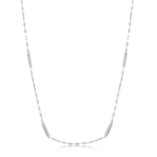 Sterling Silver Fancy Chain & Bars Necklace