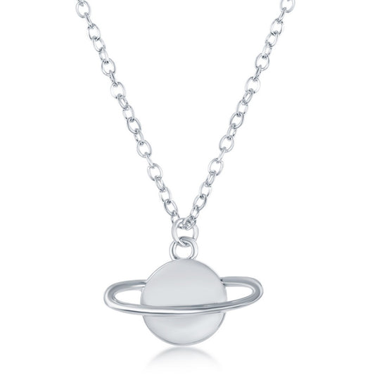 Sterling Silver Saturn Planet Necklace