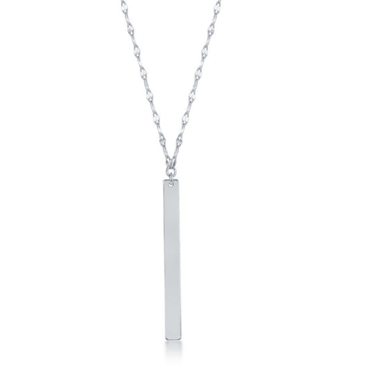 Sterling Silver Verticle Bar Fancy Chain Necklace