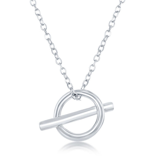 Sterling Silver Open Cricle & Bar Necklace