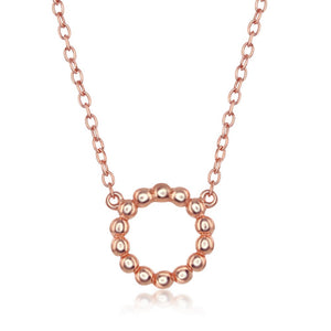 Sterling Silver Designed Open Circle Necklace - Rose Gold Plated