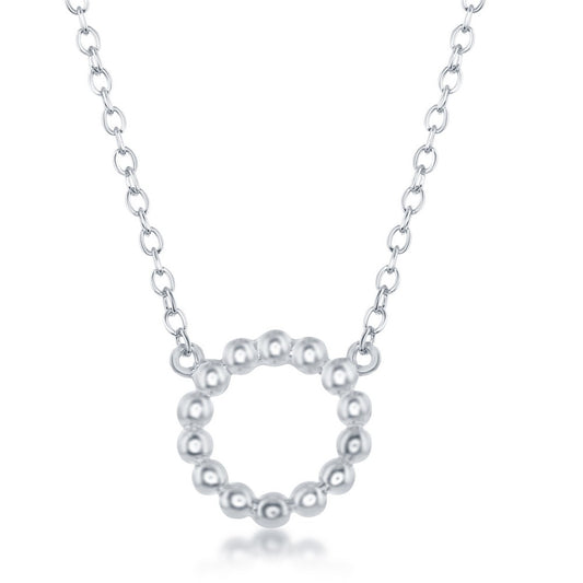 Sterling Silver  Designed Open Circle Necklace