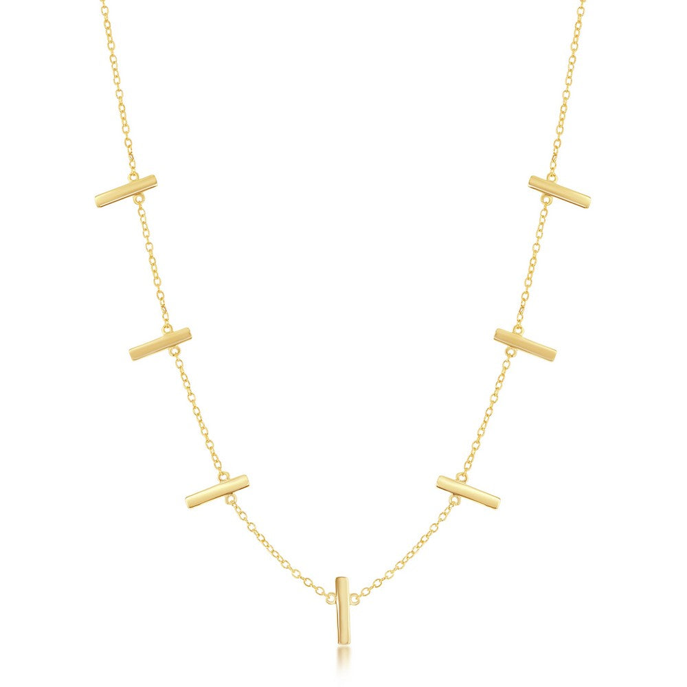 Sterling Silver Verticle Bars Necklace - Gold Plated