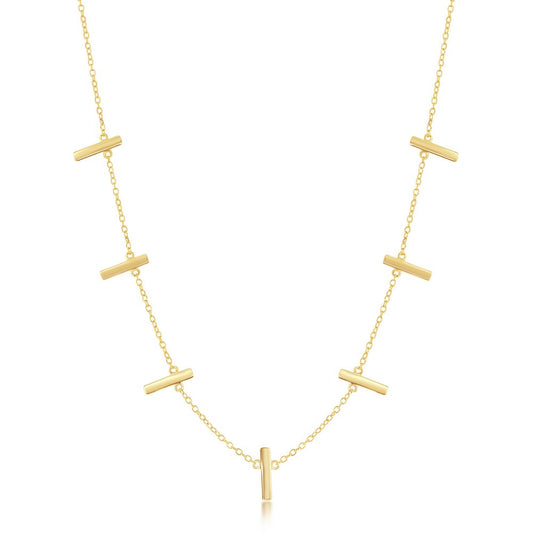 Sterling Silver Verticle Bars Necklace - Gold Plated