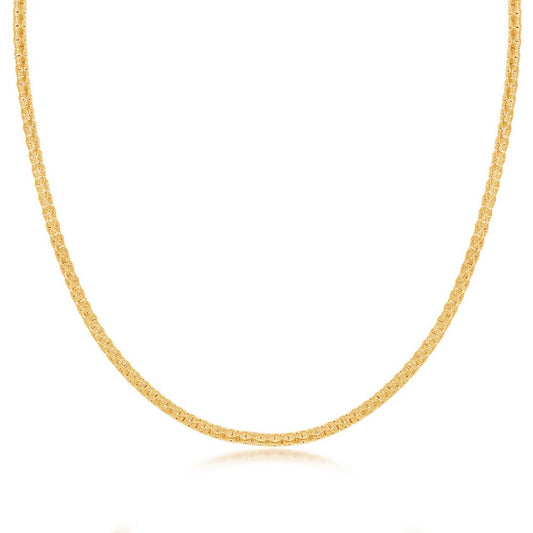Sterling Silver Diamond-Cut Wire Design Necklace - Gold Plated