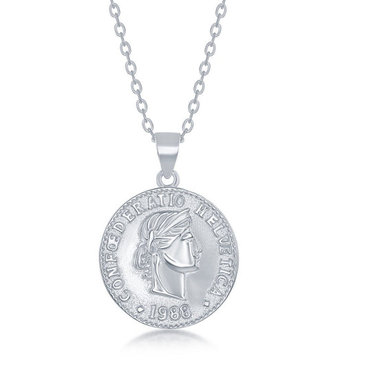 Sterling Silver Confoederatio Helvetica Coin-Style Necklace
