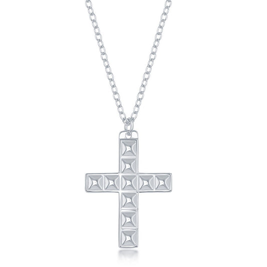 Sterling Silver Studded Cross Necklace