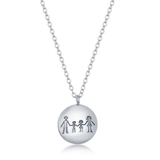 Sterling Silver Family Stamping Disc Necklace