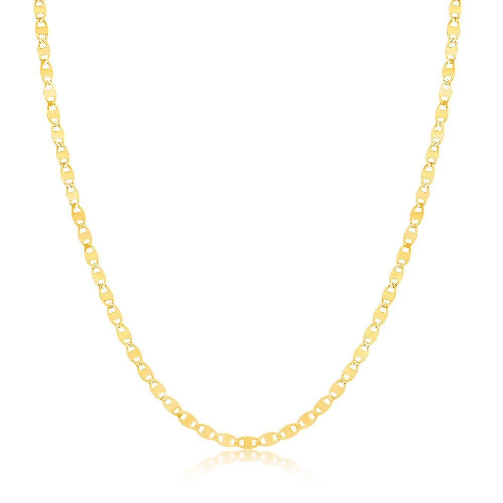 Sterling Silver Layered Flat Mirror and Mariner Rosary Chain - Gold Plated