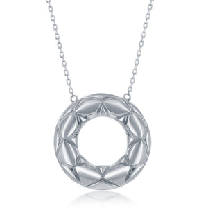 Sterling Silver Textured Open Circle Necklace