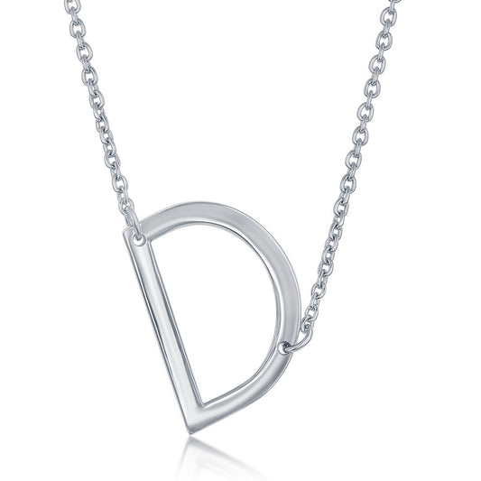 Sterling Silver Sideways D Initial Necklace