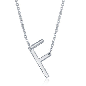 Sterling Silver Sideways F Initial Necklace