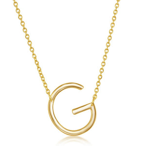 Sterling Silver Sideways G Initial Necklace - Gold Plated