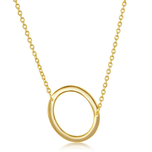 Sterling Silver Sideways O Initial Necklace - Gold Plated