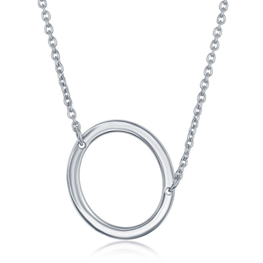 Sterling Silver Sideways O Initial Necklace
