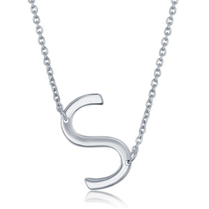 Sterling Silver Sideways S Initial Necklace