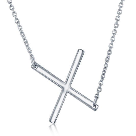 Sterling Silver Sideways X Initial Necklace