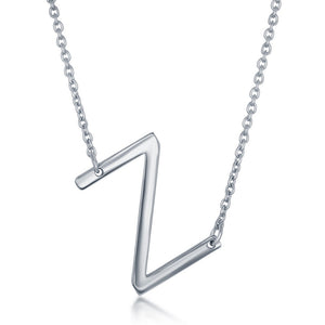 Sterling Silver Sideways Z Initial Necklace