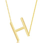 Sterling Silver (35MM) Large Sideways H Initial Necklace - Gold Plated