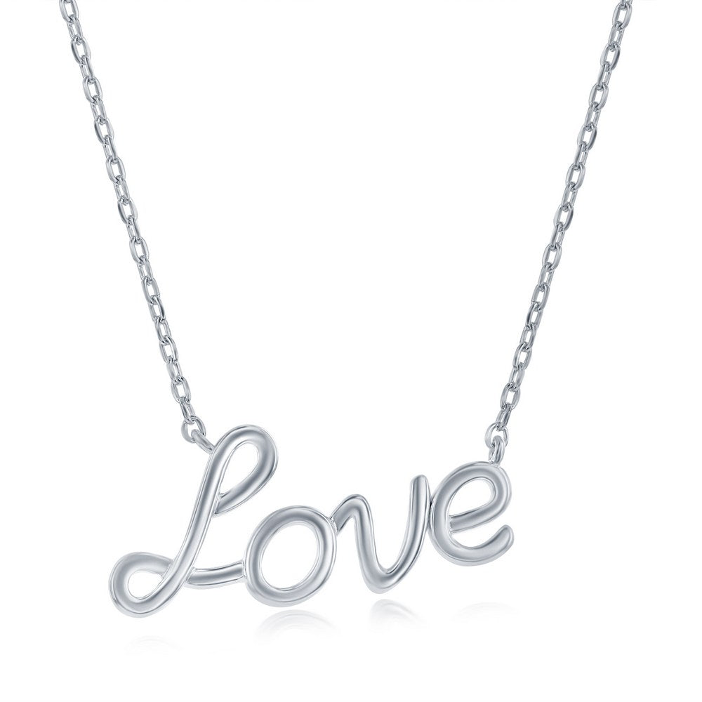 Sterling Silver Script Love Necklace