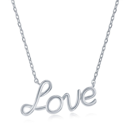 Sterling Silver Script Love Necklace