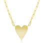 Sterling Silver Polished Heart Paperclip Necklace - Gold Plated
