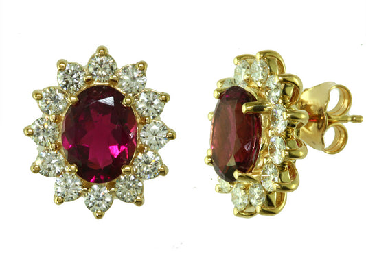 EFFY 14K YELLOW GOLD ,RUBELLITE EARRINGS