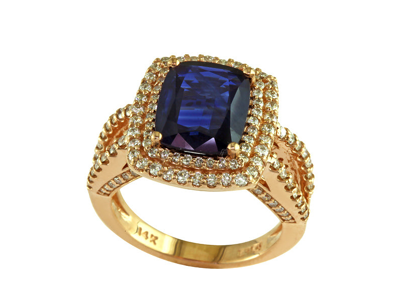 EFFY 14K ROSE GOLD DIAMOND,NATURAL SAPPHIRE RING