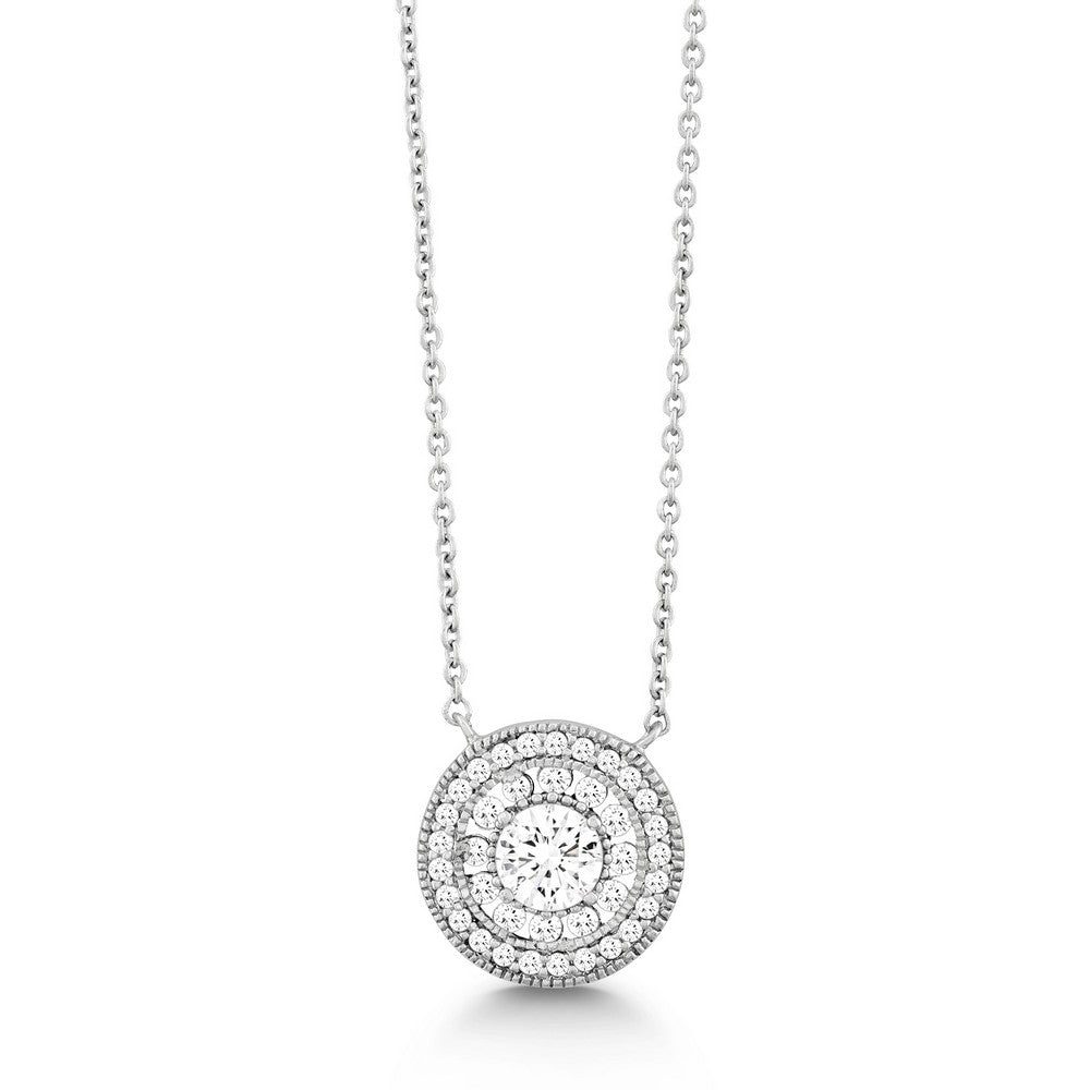Sterling Silver Round Micro Pave Necklace