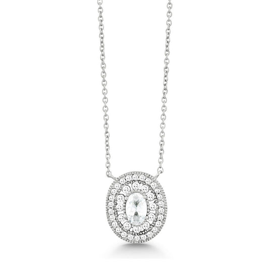 Sterling Silver Oval Micro Pave Necklace