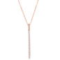 Sterling Silver CZ Vertical Bar Necklace - Rose Gold Plated