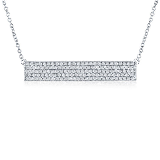 Sterling Silver CZ Bar Necklace