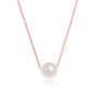 Sterling Silver Single Threaded 10MM Freshwater Pearl Necklace - Rose Gold Plated