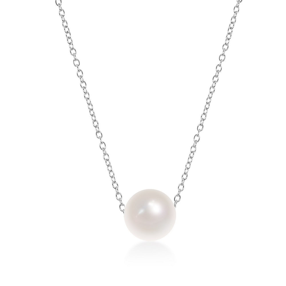 Sterling Silver Single Threaded 10mm Freshwater Pearl Necklace