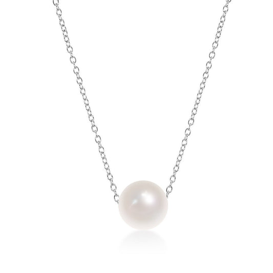Sterling Silver Single Threaded 10mm Freshwater Pearl Necklace