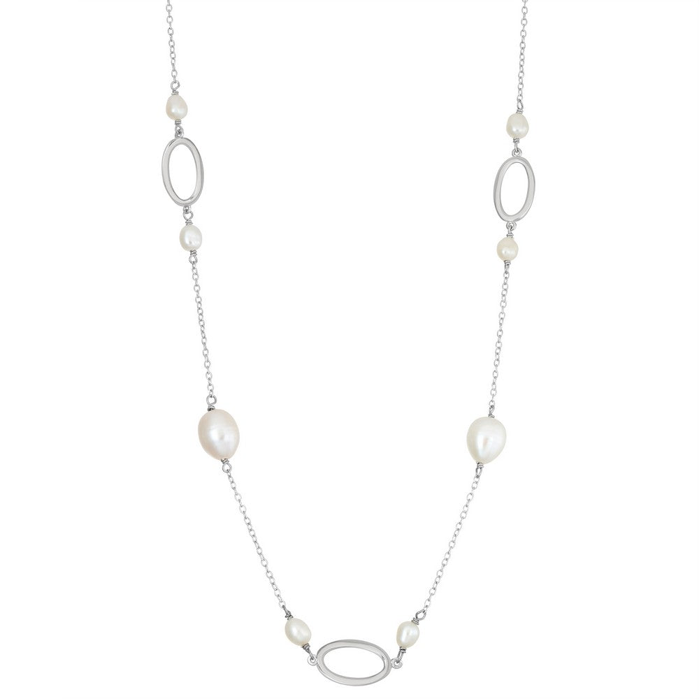 Sterling Silver Open Oval with FWP Necklace