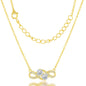 Sterling Silver  Us2gether Two-Stone Overlapping CZ Necklace - Gold Plated