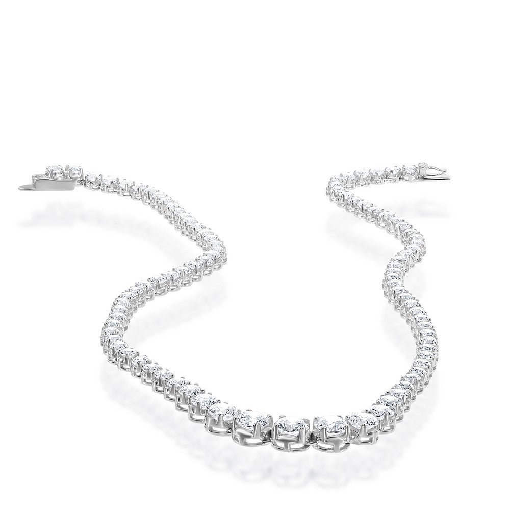 Sterling Silver Prong Set Graduating CZ Tennis Necklace