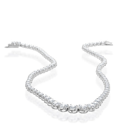 Sterling Silver Prong Set Graduating CZ Tennis Necklace