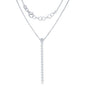 Sterling Silver Long Row of CZs Necklace