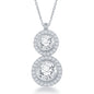 Sterling Silver Double Round CZ Necklace
