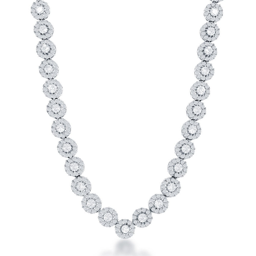 Sterling Silver CZ Disc Tennis Necklace