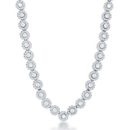 Sterling Silver CZ Disc Tennis Necklace