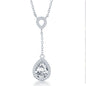 Sterling Silver Open CZ Teardrop with Dropdown CZ Teardrop Necklace