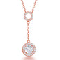 Sterling Silver Open CZ Circle with Round Dropdown CZ Necklace - Rose Gold Plated